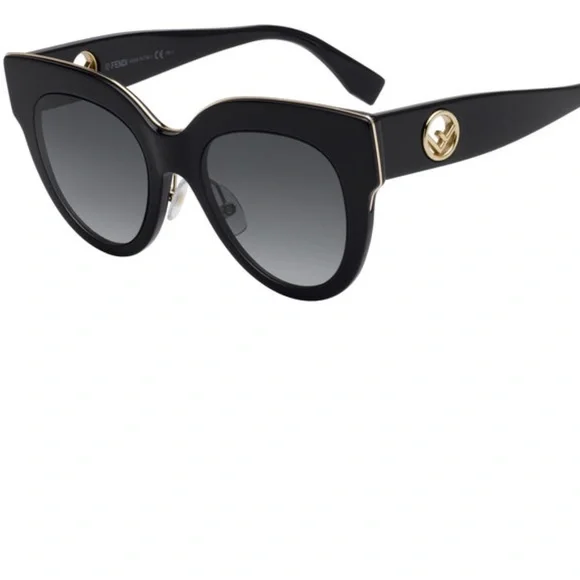 Fendi Women's Black Dark Grey Grad Sunglasses